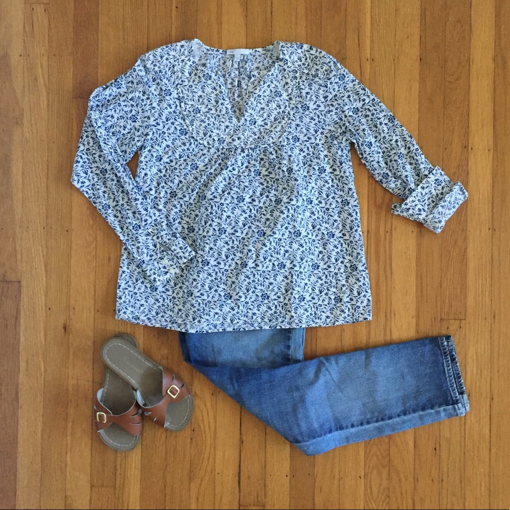 Gap Floral Woven Long Sleeve Top